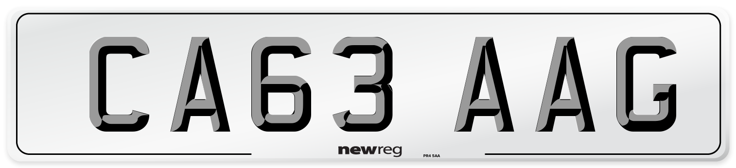 CA63 AAG Number Plate from New Reg
